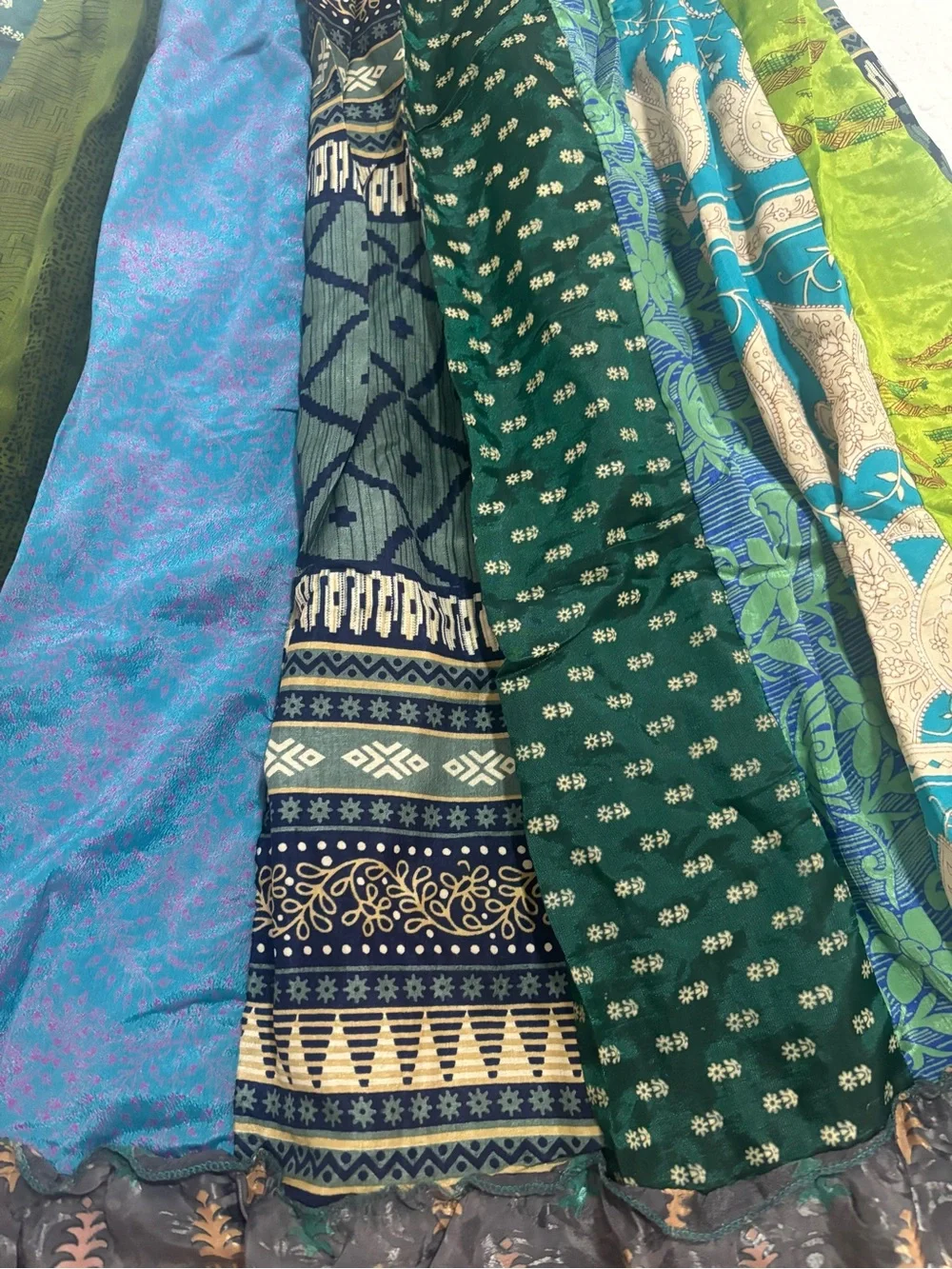 NWT Junglee Bille Boho Patchwork Maxi Dress in Green and Blue